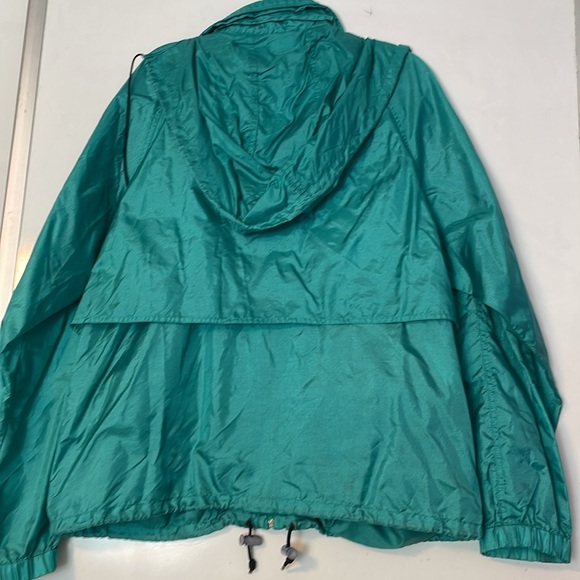 Eddie Bauer Vintage Windbreaker Rain Jacket Hidden Hood Size L Teal Vented - Picture 7 of 8